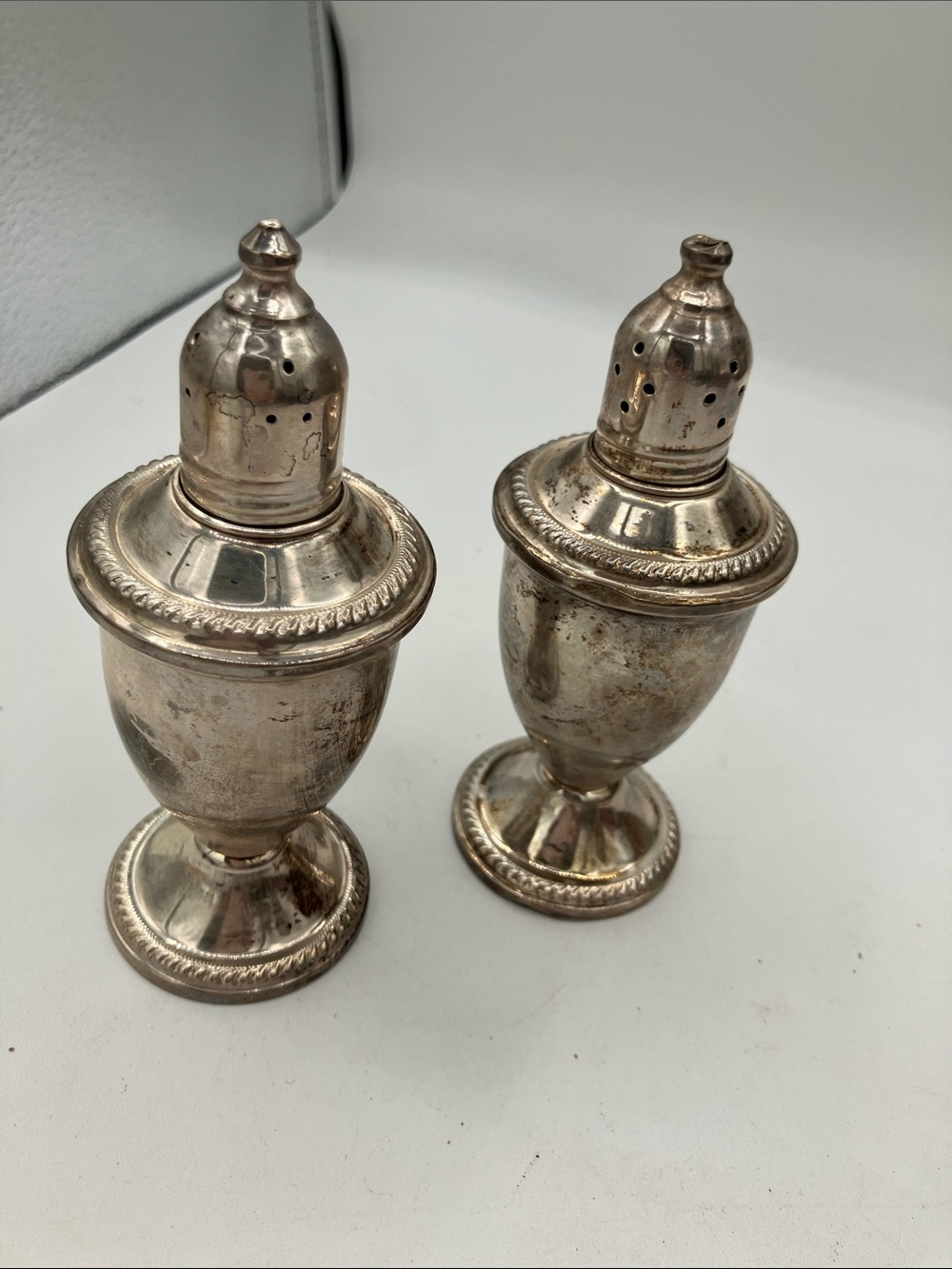 Vintage Sterling-weighted Salt and Pepper Shakers made by Duchin